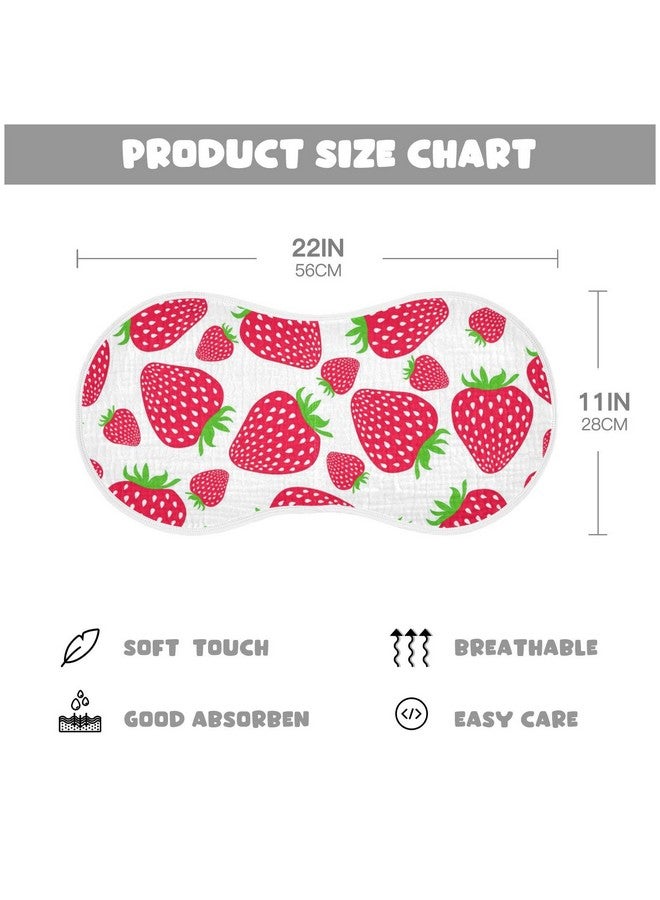 WELLDAY Muslin Baby Burp Cloths Set of 1, Soft Absorbent Cute Strawberry Muslin Washcloths, Bibs, Face Towel for Newborn Boys Girls, 22 x 11 Inch - Image 3