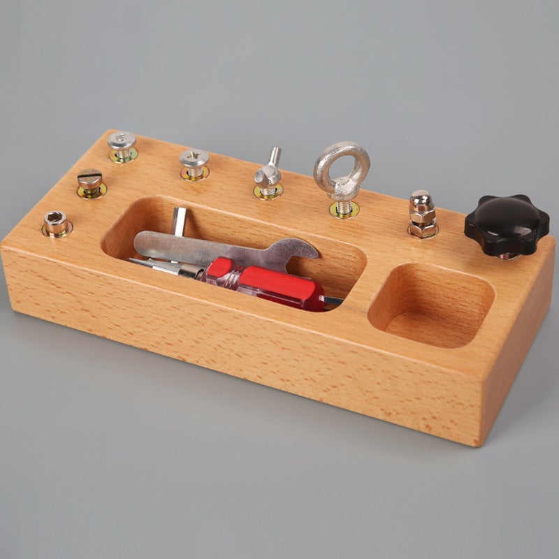 Montessori Teaching Aids Screw Children'S Hand-Eye Coordination Early Education Toy Nut Combination Wooden Workbench Tool - Image 3