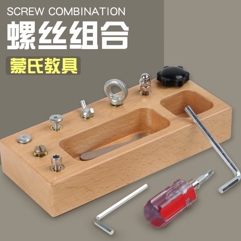 Montessori Teaching Aids Screw Children'S Hand-Eye Coordination Early Education Toy Nut Combination Wooden Workbench Tool - Image 2