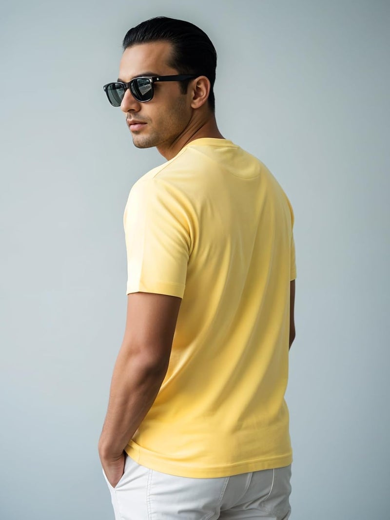 ADRO Men's Regular Fit Light Yellow Graphic T-Shirt with Bold BLVCK Design - Image 4