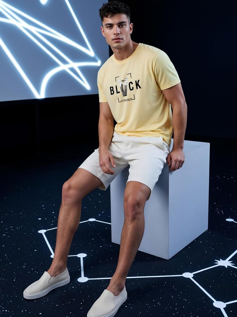 ADRO Men's Regular Fit Light Yellow Graphic T-Shirt with Bold BLVCK Design - Image 5