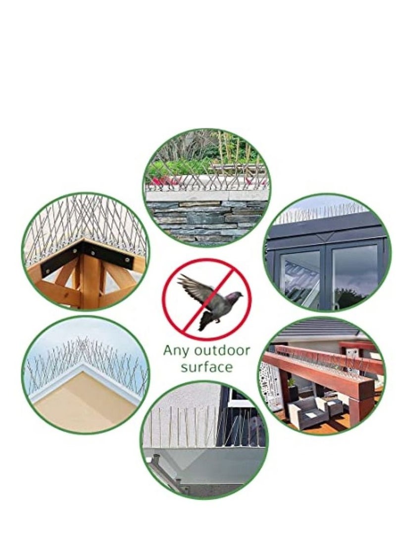 طقم مسامير طاردة للطيور مصنوع من الستانلس ستيل مزود ب5 مسامير ومكون من 10 قطع فضي 60سم - Image 3