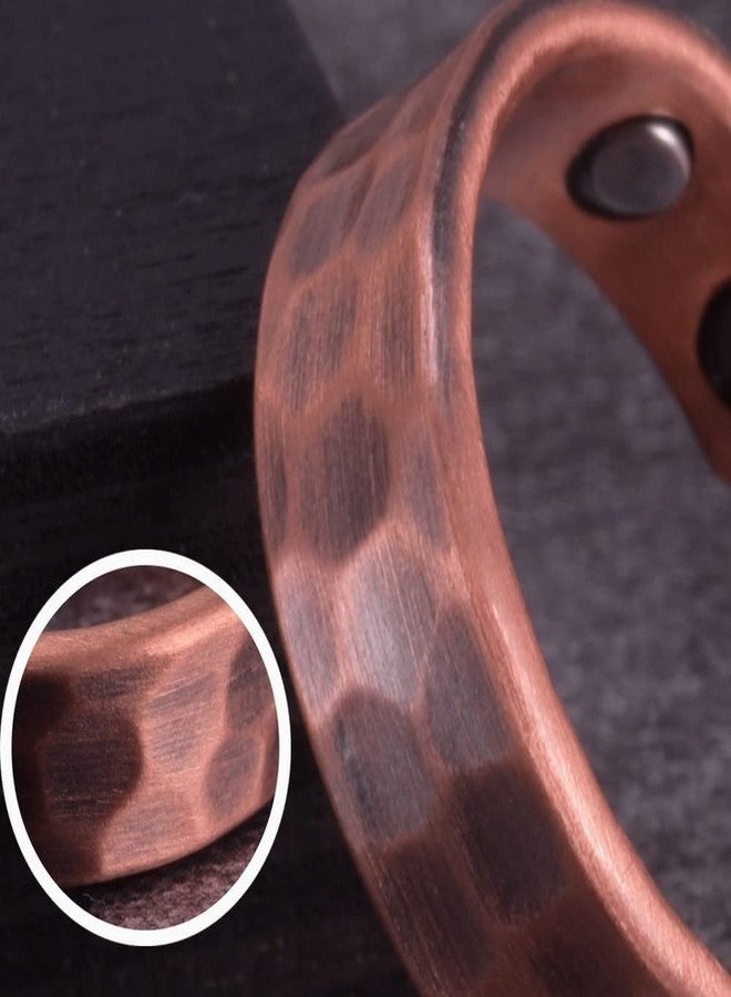 Hammered Design Copper Rings Men Women Adjustable Vintage Solid Copper Magnetic Rings Wedding Rings Open Cuff Rings (Miss), Copper,Brass, (CPR-0282C-) - Image 3