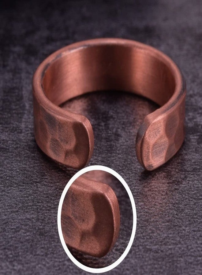 Hammered Design Copper Rings Men Women Adjustable Vintage Solid Copper Magnetic Rings Wedding Rings Open Cuff Rings (Miss), Copper,Brass, (CPR-0282C-) - Image 2