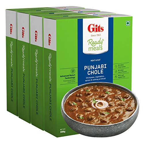 Gits Ready to Eat Punjabi Chhole, Pure Veg, Heat and Eat, Microwaveable 1200g (Pack of 4 X 300g Each) - Image 1