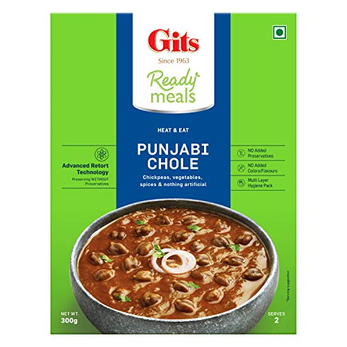 Gits Ready to Eat Punjabi Chhole, Pure Veg, Heat and Eat, Microwaveable 1200g (Pack of 4 X 300g Each) - Image 3