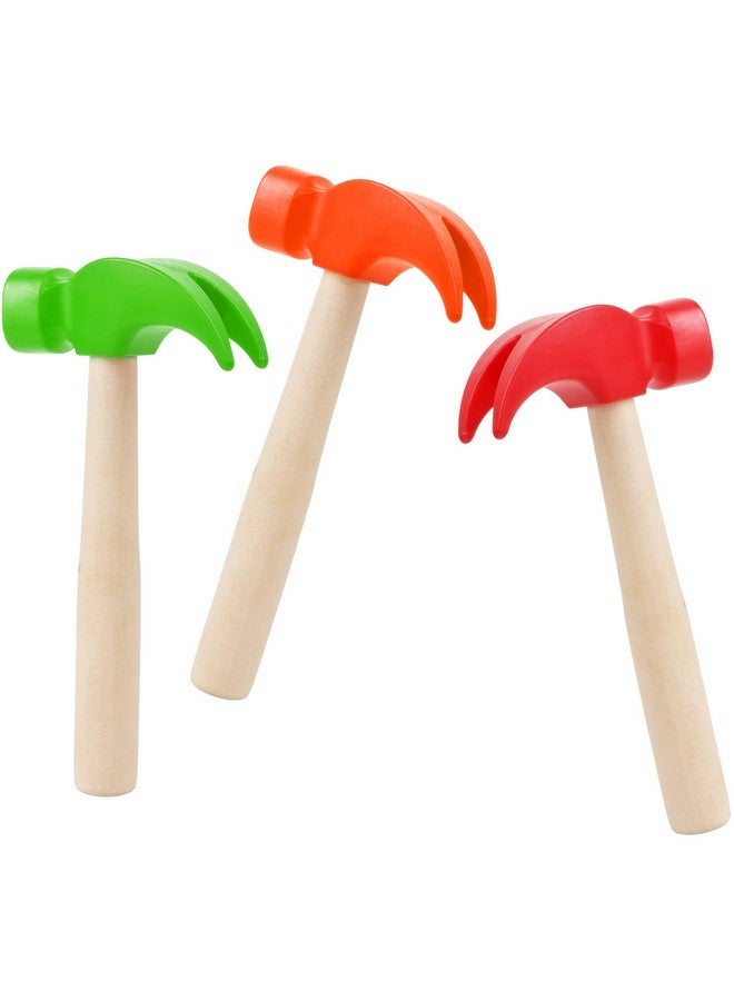 Fowecelt 3 Pack Wooden Hammer Toys Simulation Hammers Maintenance Tools Educational Toys for Kids Birthday Party Games Supplies - Image 1