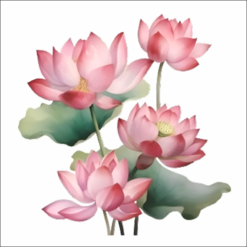Monk Wish Pink Lotus Flower Wall Decal, Large Floral Wall Sticker, 60 x 62 cm, Decorative Vinyl Art for Home - Image 1