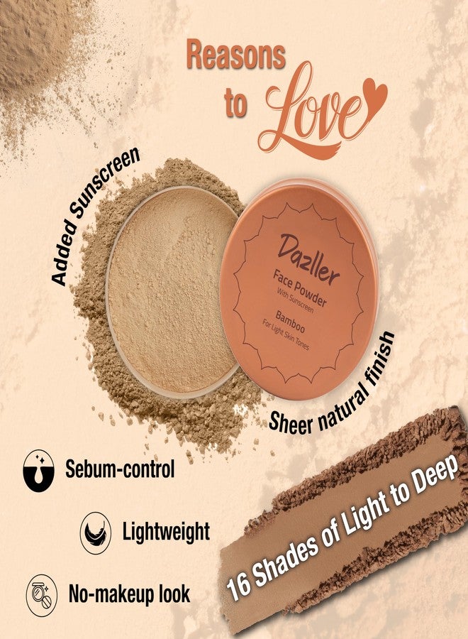 DAZLLER Loose Compact Powder, for Setting Makeup, Featherlight Sheer Finish, Oil-Control, Added Sunscreen for All Skin Type, 30G-Dusky R1, Brown - Image 3