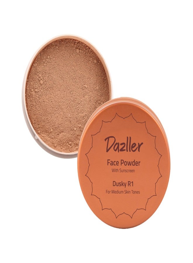 DAZLLER Loose Compact Powder, for Setting Makeup, Featherlight Sheer Finish, Oil-Control, Added Sunscreen for All Skin Type, 30G-Dusky R1, Brown - Image 1