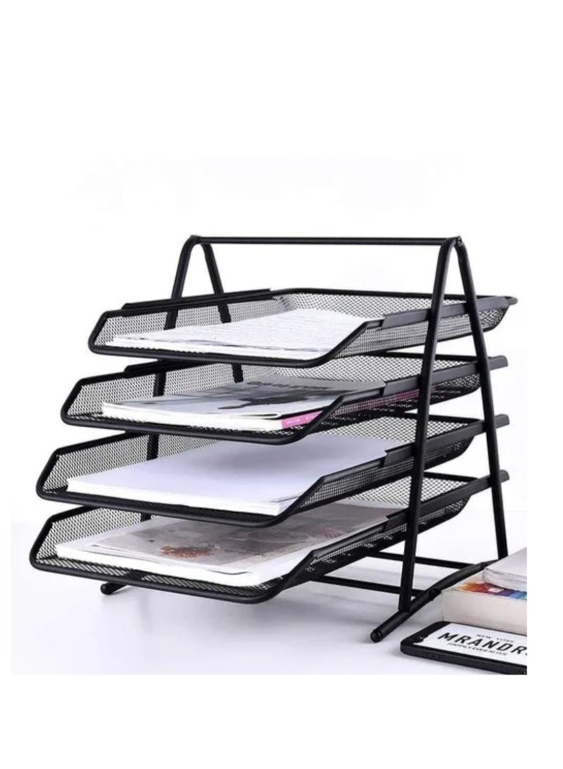 Letter Case Document Case Document Tray Mesh Metal Mesh Letter Tray 4 Tier Office Filing Tray Holder - Image 1