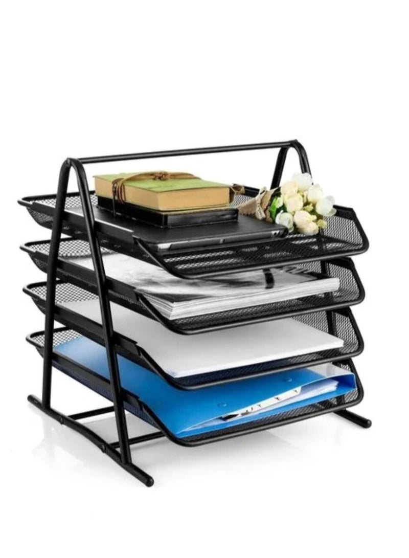 Letter Case Document Case Document Tray Mesh Metal Mesh Letter Tray 4 Tier Office Filing Tray Holder - Image 2