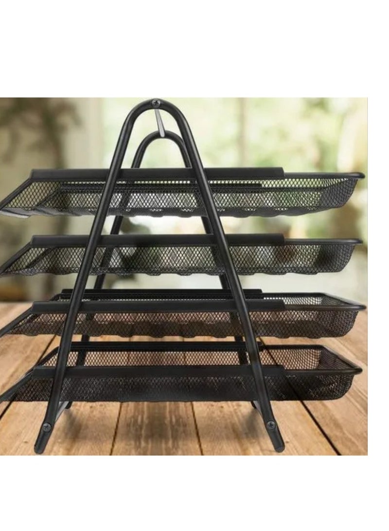 Letter Case Document Case Document Tray Mesh Metal Mesh Letter Tray 4 Tier Office Filing Tray Holder - Image 3
