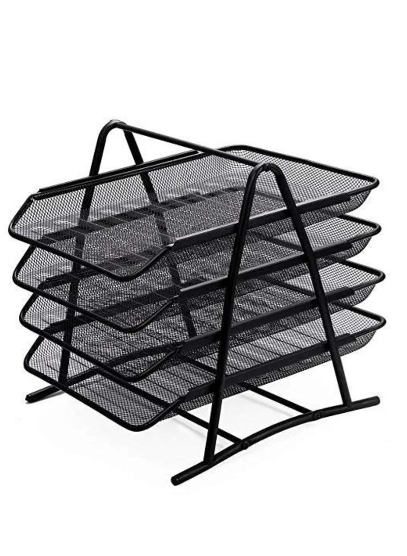Letter Case Document Case Document Tray Mesh Metal Mesh Letter Tray 4 Tier Office Filing Tray Holder - Image 4