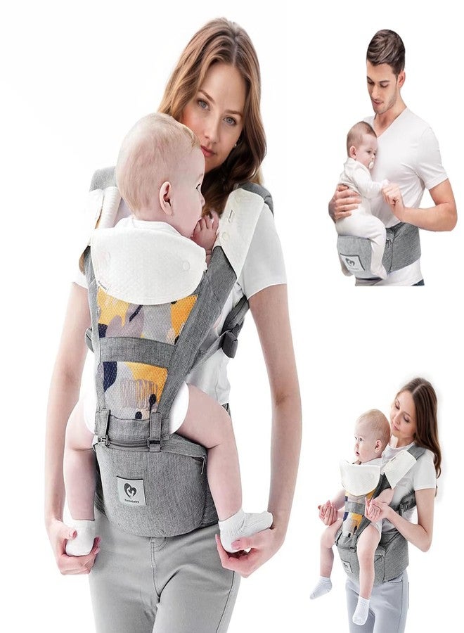 Bellababy Baby Carrier, Bellababy Multifunction Baby Carrier Hip Seat (Ergonomic M Position) for 3-36 Month Baby, 6-in-1 Ways to Carry, All Seasons, Adjustable Size, Perfect for Shopping Travelling (Grey) - Image 1