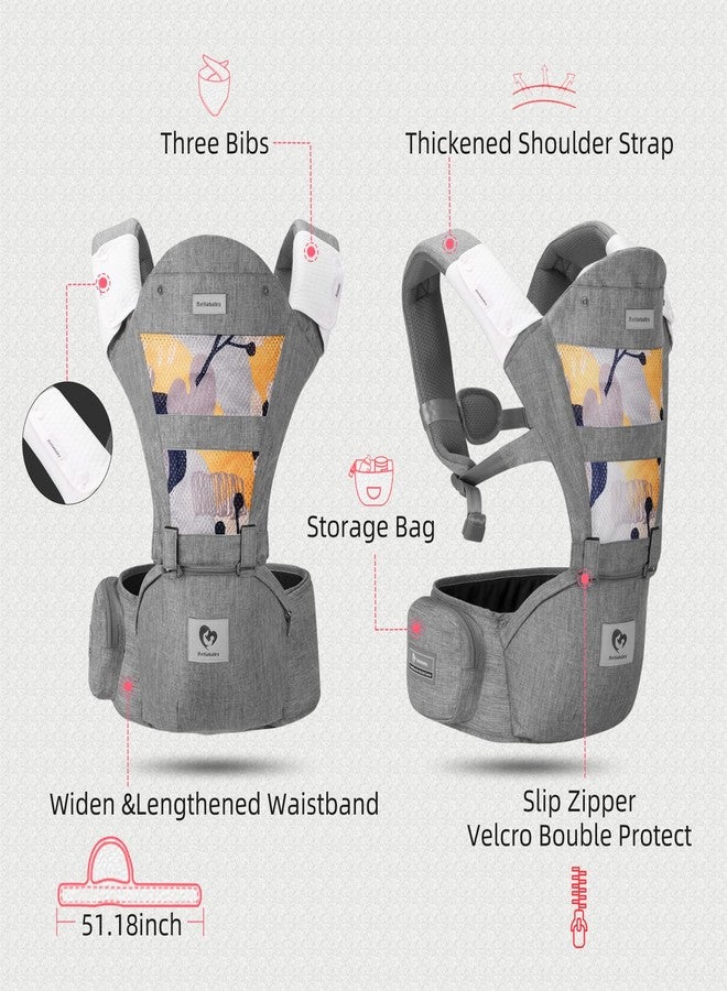 Bellababy Baby Carrier, Bellababy Multifunction Baby Carrier Hip Seat (Ergonomic M Position) for 3-36 Month Baby, 6-in-1 Ways to Carry, All Seasons, Adjustable Size, Perfect for Shopping Travelling (Grey) - Image 2