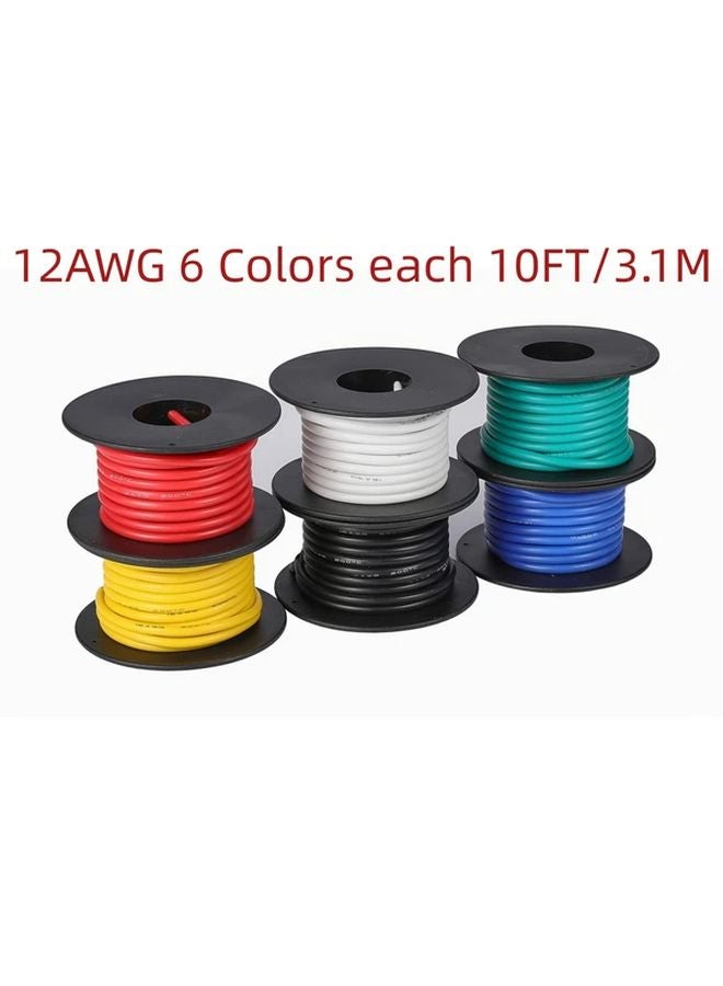 12 AWG 6 Colors Each 10FT 3 1M Flexible Tinned Copper Electrical Wire Kit For DIY Automotive - Image 1
