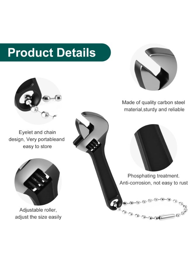 1 Pcs 2.5 Inch Mini Adjustable Wrench Keychain Locking Stainless Steel Knurl Hand Tool With Chain For Micro Repair - Image 3