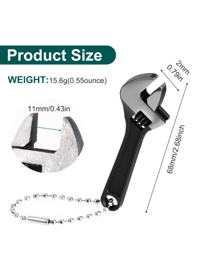 1 Pcs 2.5 Inch Mini Adjustable Wrench Keychain Locking Stainless Steel Knurl Hand Tool With Chain For Micro Repair - Image 2
