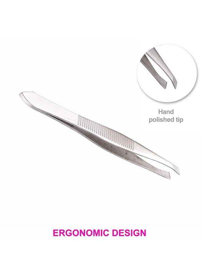Maple Professional Stainless Steel Tweezers Pack - 4 Pieces Combo Set | Great Precision for Facial Hair, Eyebrows Extensions, Ingrown Hair, Splinter, Blackhead, Nose Hair Remover - Image 3