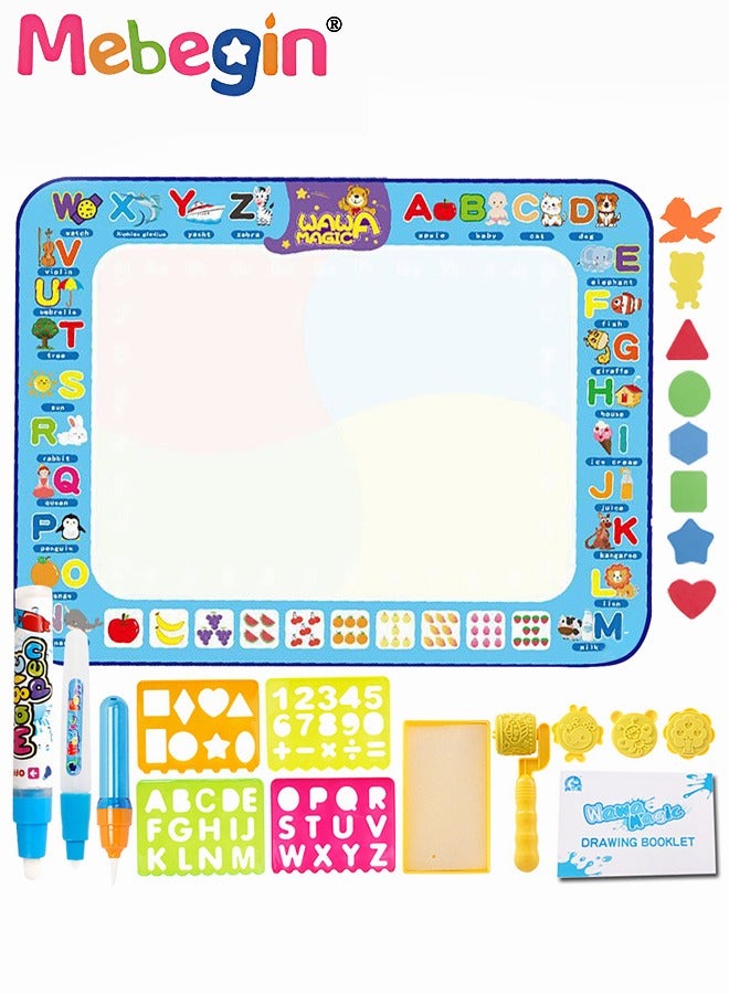 MEBEGIN 100x75cm Drawing Mat, Magic and Colorful Water Drawing Mat with Larger Drawing Area, Water Doodle Pad with 3 Magic Pens and Rich Accessaries, Safe and Entertaining Educational Equipment for Chidren, No Mess, No Ink, No Stains - Image 2