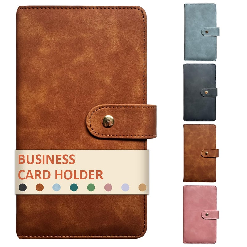 DONBAO Leather Professional Business Card Holder Book Organizer, 240 Card Slots Capacity Booklet, Premium PU Name Cards Storage Folder with Soft Cover, Credit Card Binder Holder for Men/Women (Brown) - Image 1