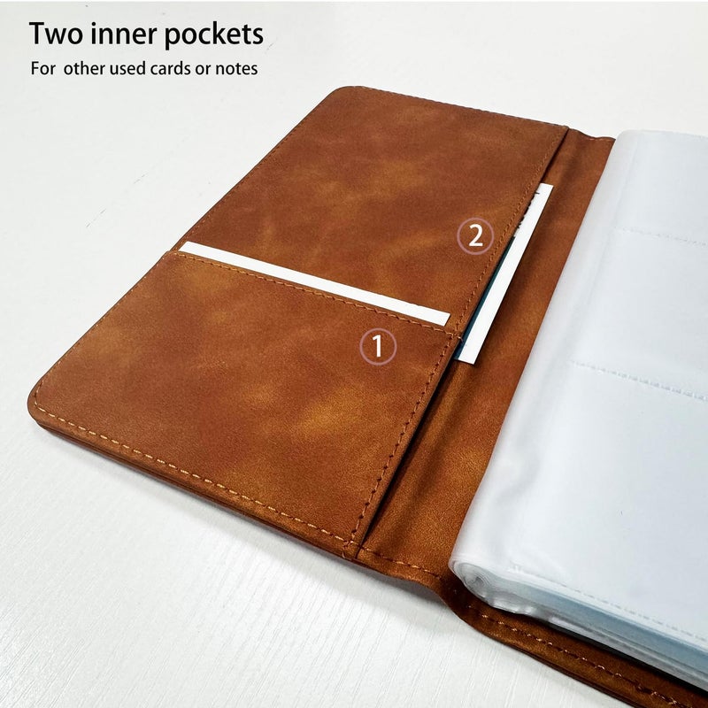 DONBAO Leather Professional Business Card Holder Book Organizer, 240 Card Slots Capacity Booklet, Premium PU Name Cards Storage Folder with Soft Cover, Credit Card Binder Holder for Men/Women (Brown) - Image 5