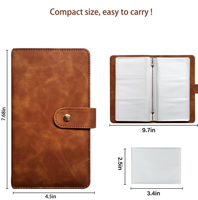 DONBAO Leather Professional Business Card Holder Book Organizer, 240 Card Slots Capacity Booklet, Premium PU Name Cards Storage Folder with Soft Cover, Credit Card Binder Holder for Men/Women (Brown) - Image 3