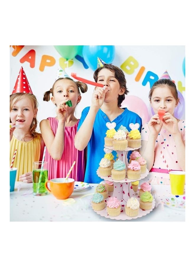 NIBEMINENT 3 Tier Cake Display Stand Pink Star - Image 3