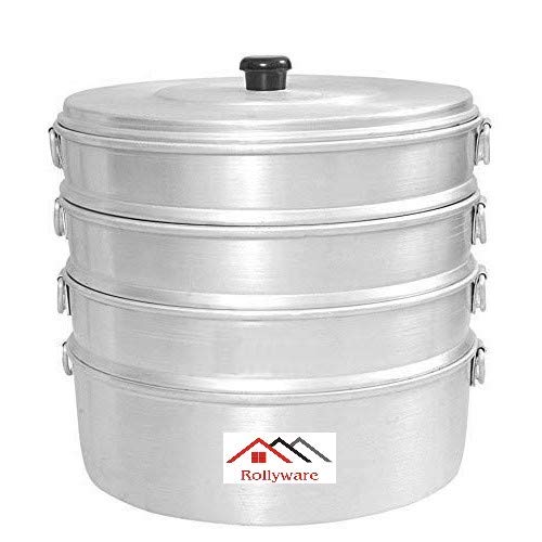 ROLLYWARE Premium Aluminium Momos Maker & Steamer with Handles, Durable 4 Tier Steamer for Cooking, Suitable for Home, Hotels, Restaurant and Business, No 8, Capacity- 5 litres - Image 1