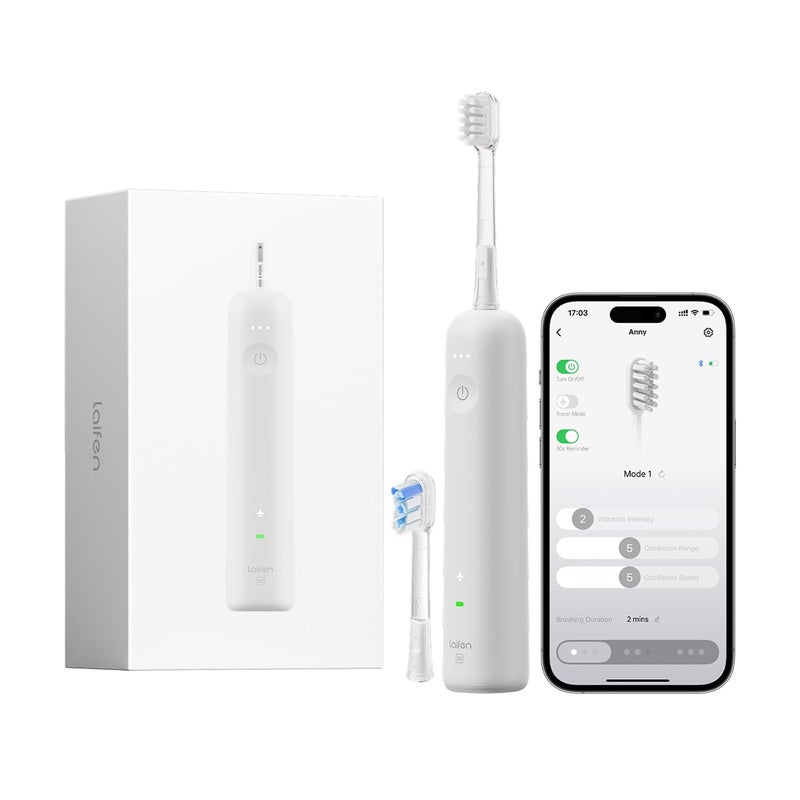 Laifen Wave Special Electric Toothbrush New 2025 Version Oscillation Vibration Sonic Electric Toothbrush for Adults with App 2 Brush Heads IP68 Waterproof Travel Powered Toothbrush Matte Grey