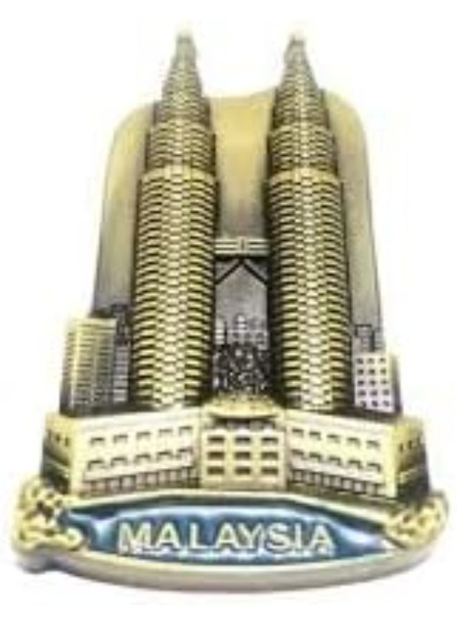 My Souq - 3D Vintage Metal Petronas Twin Towers Malaysia Miniature Model, Decorative Tabletop Ornament for Home and Office - Bronze - Image 1