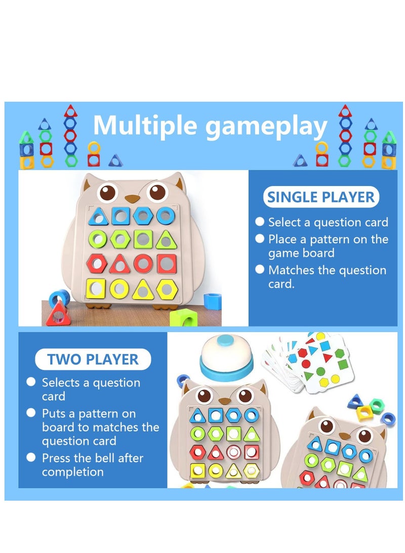 SOLARAE Shape Matching Game Color Sensory trainingï¼Œgeometric shapes puzzle board with a bell,Color Quick Matching Board,Montessori Learning Matching Games for Boys Girls, 2 players - Image 3