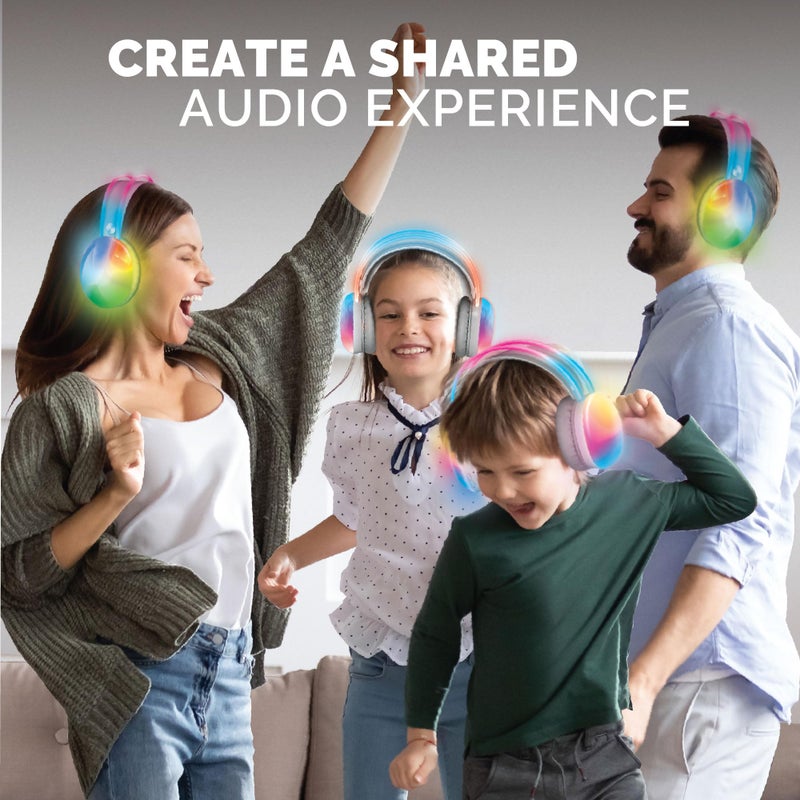Brookstone Wireless Silent Disco Headphones, Multicolor LED Lights, Bluetooth 5.0, Up to 10 Hours of Playtime, 4 Pack - Image 3