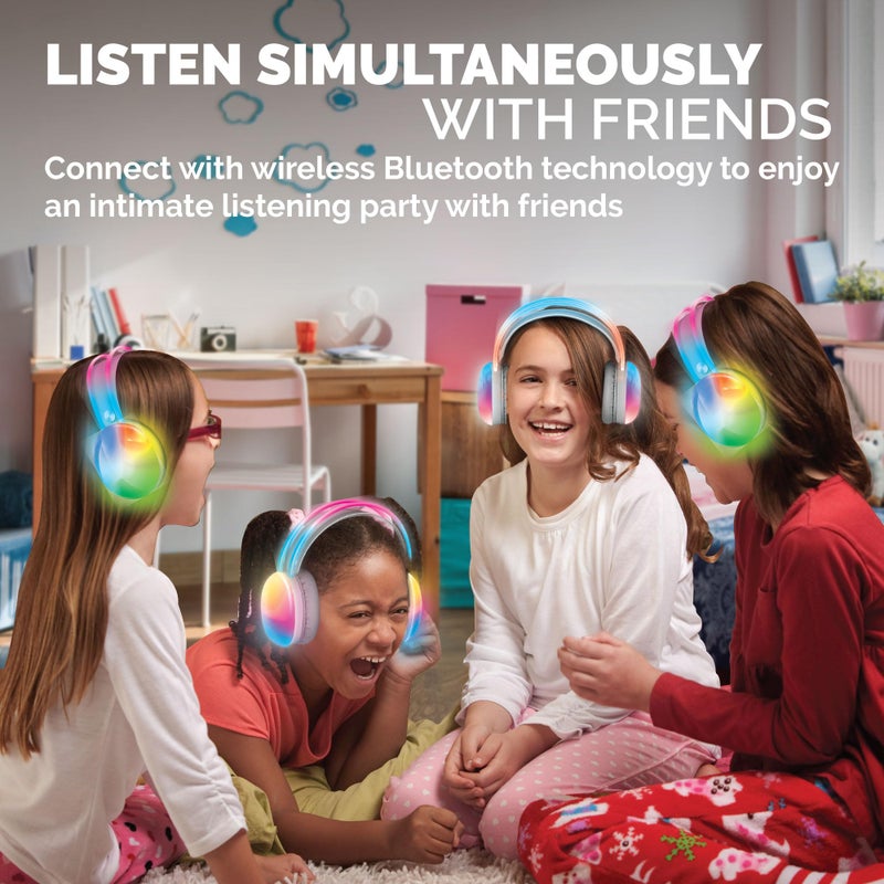 Brookstone Wireless Silent Disco Headphones, Multicolor LED Lights, Bluetooth 5.0, Up to 10 Hours of Playtime, 4 Pack - Image 5
