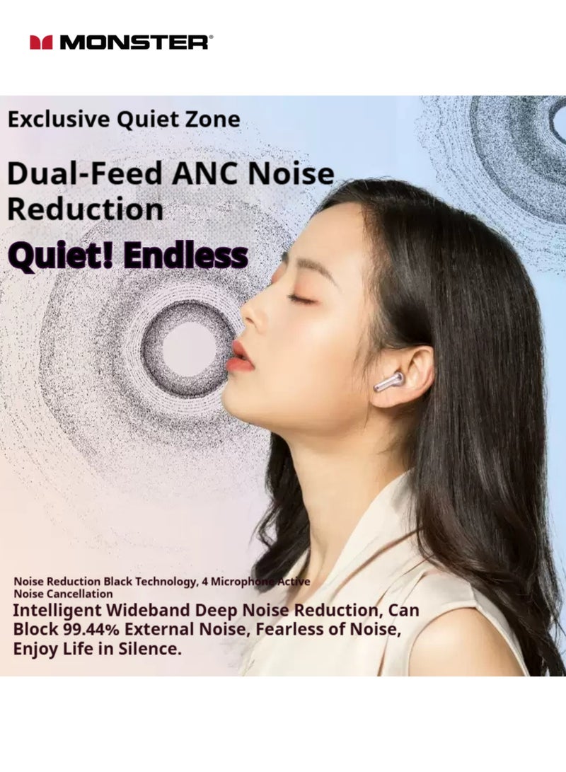 Monster Aura fit D02 Earbuds - Superior ANC+ENC Noise Cancellation, Premium 13mm Sound, Stable Bluetooth 6.0, Comfortable & Secure Fit - Image 3