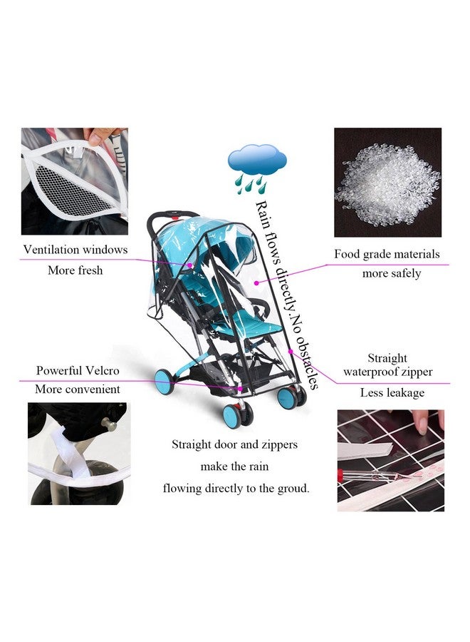 AncBace Baby Stroller Rain Cover Umbrella Weather Shield Accessories Universal Size Protect from Rain Wind Snow Dust Water Proof Ventilate Clear Food Grade Materia EVA Plastic Zipper Black (Large) - Image 3