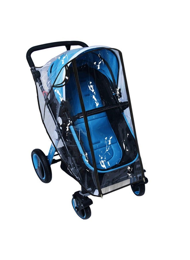 AncBace Baby Stroller Rain Cover Umbrella Weather Shield Accessories Universal Size Protect from Rain Wind Snow Dust Water Proof Ventilate Clear Food Grade Materia EVA Plastic Zipper Black (Large) - Image 1