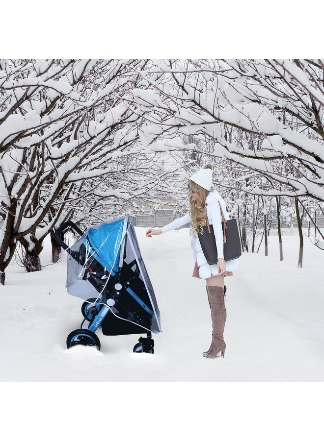 AncBace Baby Stroller Rain Cover Umbrella Weather Shield Accessories Universal Size Protect from Rain Wind Snow Dust Water Proof Ventilate Clear Food Grade Materia EVA Plastic Zipper Black (Large) - Image 5