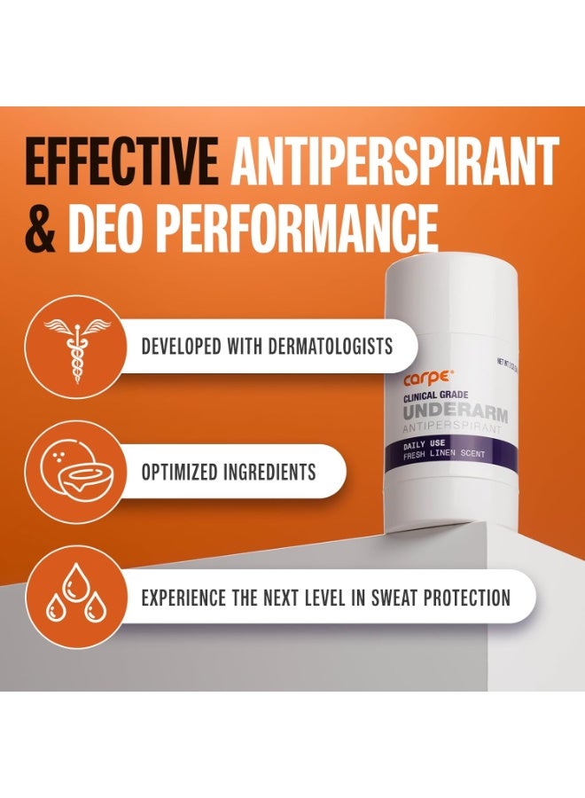 Carpe Carpe Clinical Strength Deodorant + Clinical Antiperspirant - Clinical Grade Solid Stick - Fresh Linen Scent - Combat Excessive Underarm Sweating - Great for Hyperhidrosis - Image 2