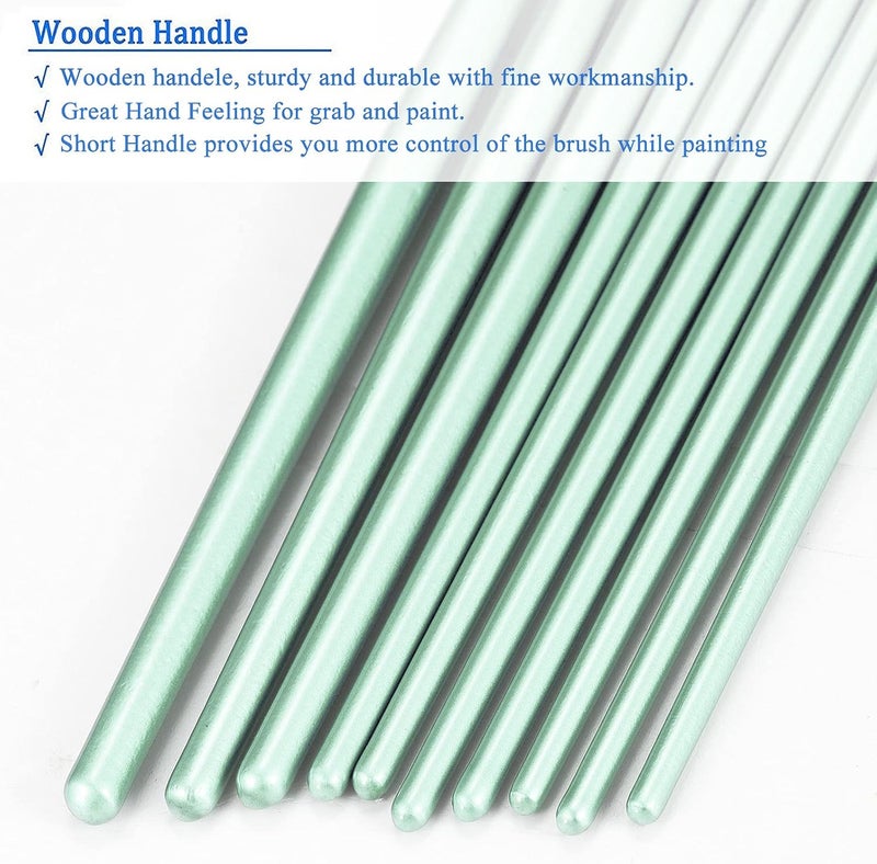 BOSOBO Paint Brushes Set, 2 Pack 20 Pcs Round Pointed Tip Paintbrushes Nylon Hair Artist Acrylic Paint Brushes for Acrylic Oil Watercolor, Face Nail Art, Miniature Detailing & Rock Painting, Green - Image 5