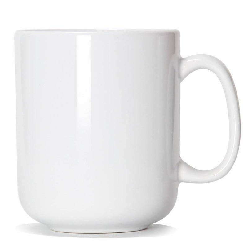 Smilatte 20 OZ Large Coffee Mug, Smilatte M016 Plain Ceramic Boss Big Tea Cup with Handle for Dad Men, White - Image 1