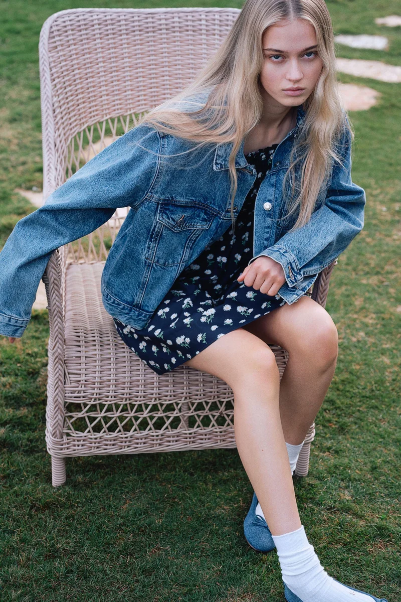 اتش اند ام فستان من البوبلين المتجمع