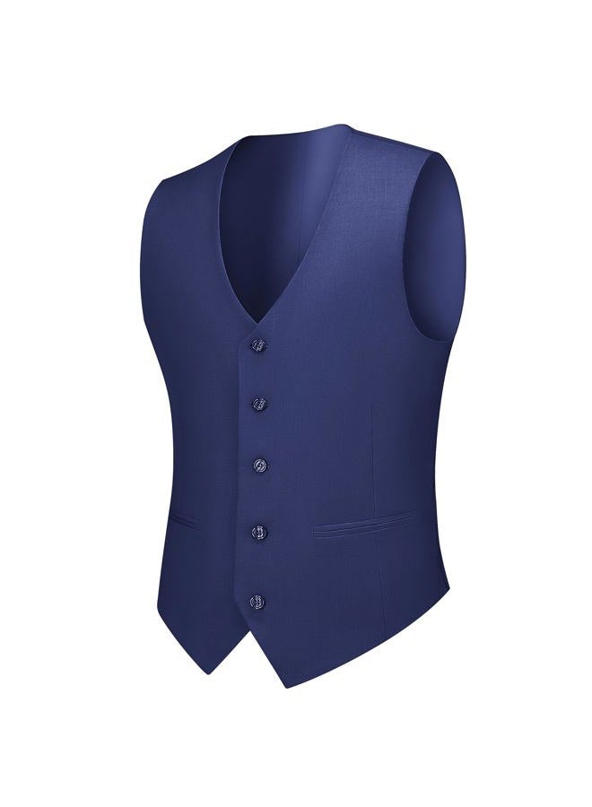 Cooper & Nelson Men's Suit Slim Fit, 3 Piece Suits for Men, One Button Solid Jacket Vest Pants with Tie, Tuxedo Set Navy Blue L - Image 4