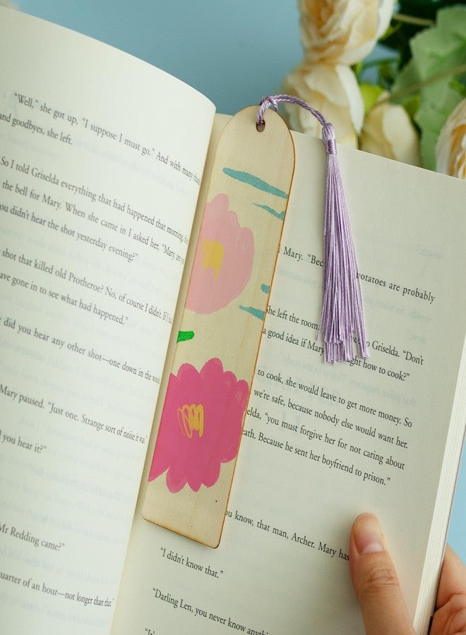 SWATOM Wood Bookmarks Blank DIY Semicircle & Rectangle Wooden Bookmark Craft Bulk 30 PCS Unfinished Wood Tags Rectangle Shape Ornaments with Holes and Tassels for Wedding Party Birthday Decoration - Image 3