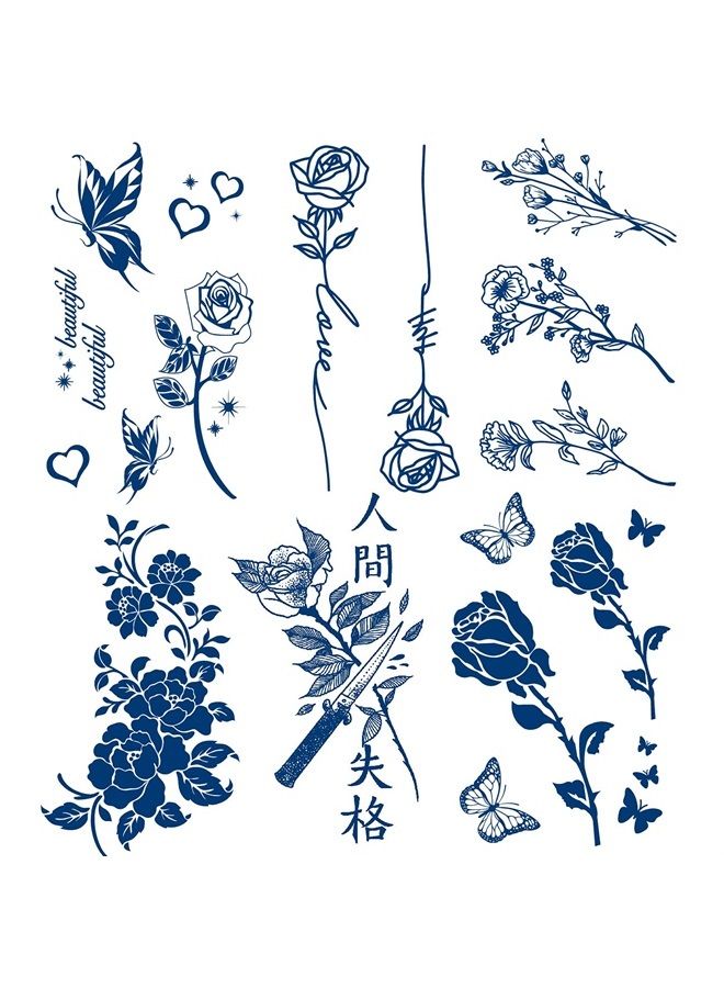 Leoars Semi Permanent Rose Temporary Tattoos, 6-Sheet 2 Weeks Long Last Waterproof Folwer Tattoos, 100% Plant-Based Ink Infinity Realistic Tattoos Sticker for Adult Children - Image 1