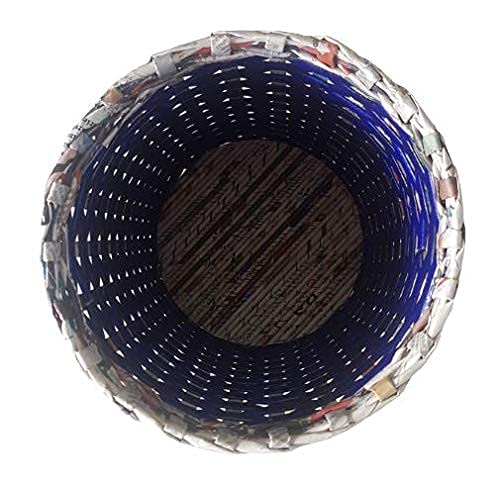Sonas Creation Paperus Blue Opentop Dustbin Waste Basket Trash Can Indoor Planter Storage Basket Standard Size 10 Liter 11 inch Tall EcoFriendly Handmade of Paper Ropes - Image 4