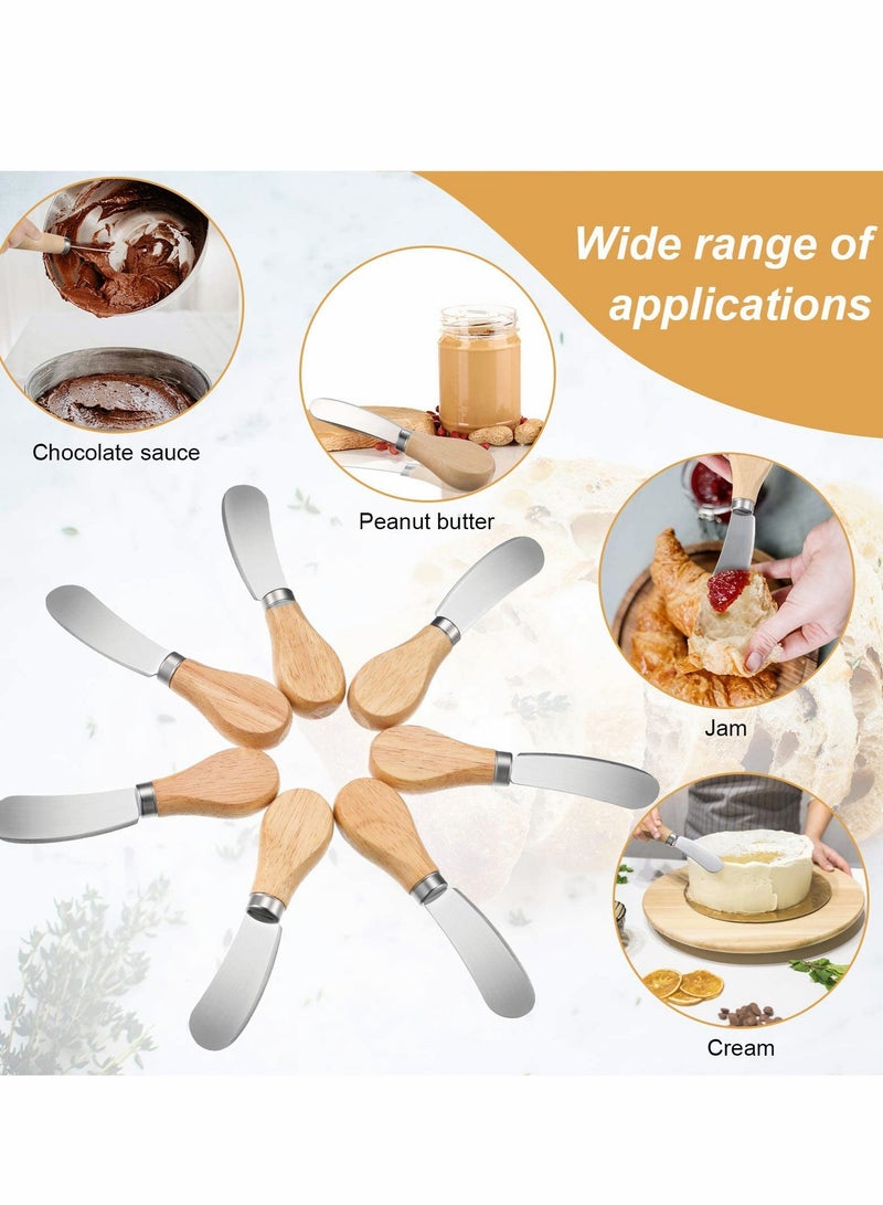 Cheese Spreaders with Bamboo Handle, 4.7 Inch Stainless Steel Butter Spreader, Deluxe Sandwich Cream Cheese Condiment Knives - 12PCS - Image 2