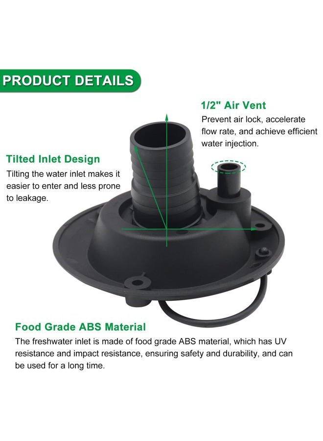 Ambuker RV Fresh Water Inlet ABS Plastic Gravity Fill Hatch Inlet with Dustproof Cover and Filter Screen Leak Proof Water Tank Replacement Adapter for RV Camping Vehicle Trailer Boat (Black) - Image 2