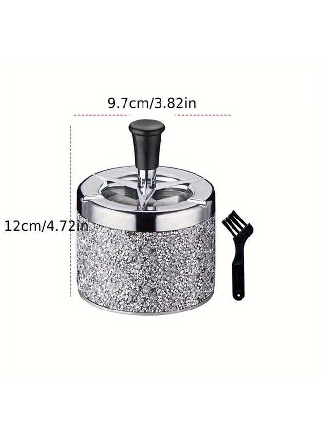 Blue Push Down Windproof Spinning Ashtray Desktop Metal Ashtray For Home Office Car Smoking Accessory Spillproof Portable Design - Image 3